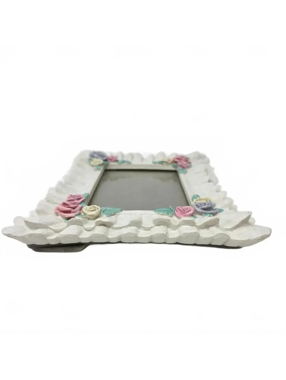 Vintage 1991 FIGI Lace Rose Picture Frame 4x6 Cottagecore Floral